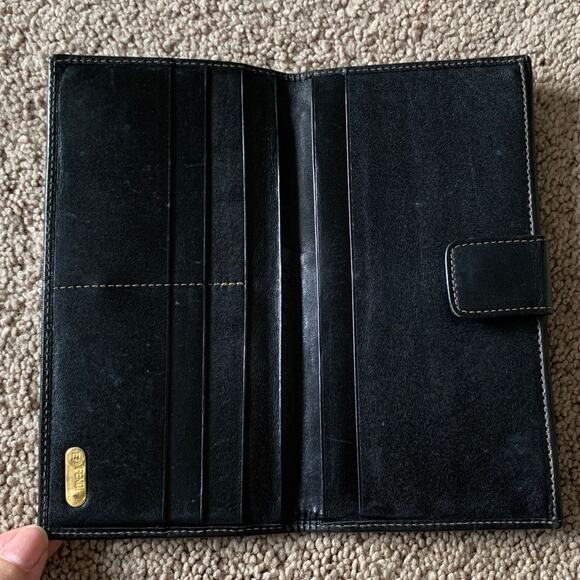 F1057 Fendi women's zucca monogram and black leather long wallet - Picture 4 of 7